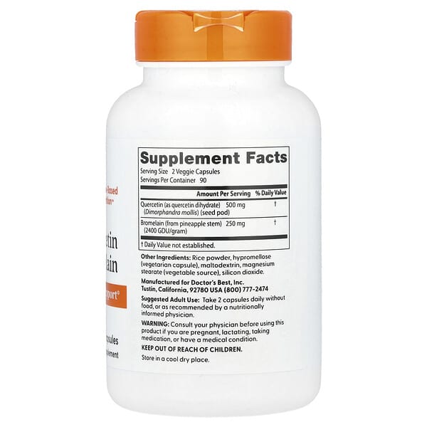 Alternative view of Doctor's Best, Quercetin Bromelain, 180 Veggie Capsules
