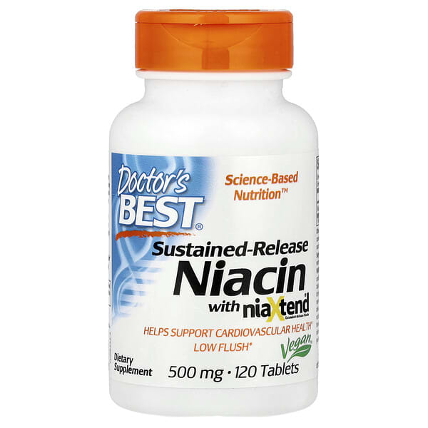 Doctor's Best, Sustained-Release Niacin with niaXtend®, 500 mg, 120 Tablets