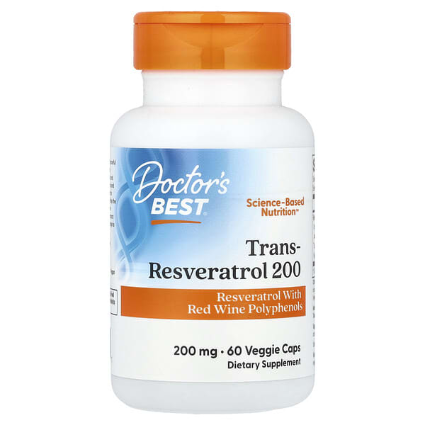 Doctor's Best, Trans-Resveratrol 200 , 200 mg, 60 Veggie Caps