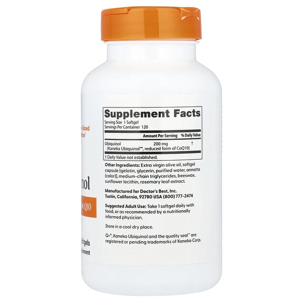 Alternative view of Doctor's Best, Ubiquinol , 200 mg, 120 Softgels