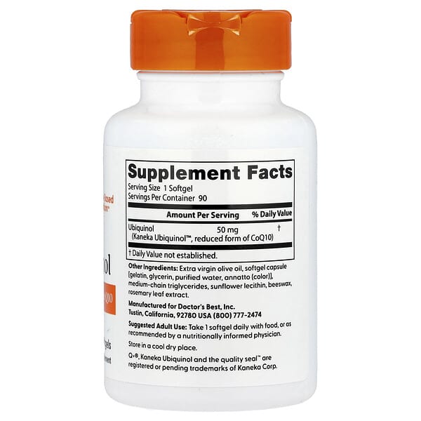 Alternative view of Doctor's Best, Ubiquinol with Kaneka Q+®, 50 mg, 90 Softgels