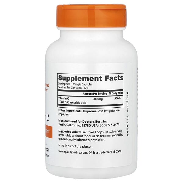 Alternative view of Doctor's Best, Vitamin C , 500 mg, 120 Veggie Caps
