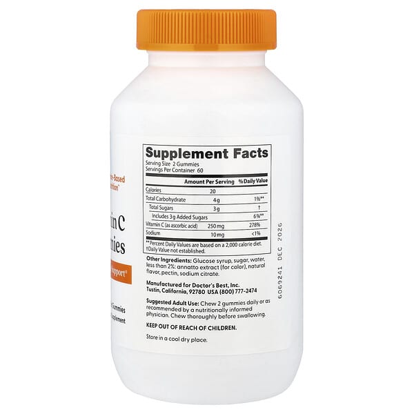 Alternative view of Doctor's Best, Vitamin C Gummies, Orange Bliss, 120 Gummies (125 mg Per gummy)