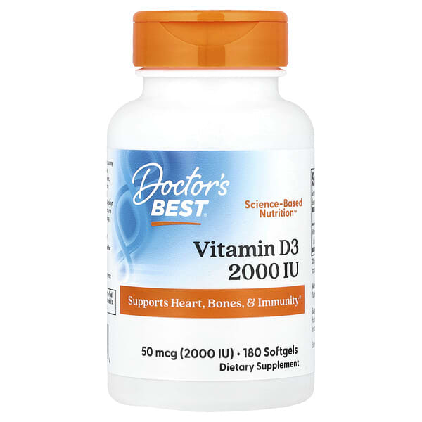 Doctor's Best, Vitamin D3, 50 mcg (2,000 IU), 180 Softgels