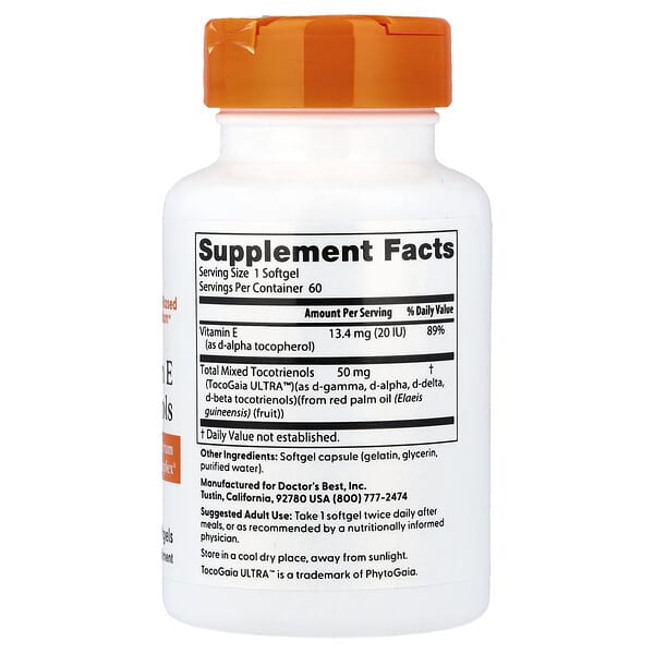 Alternative view of Doctor's Best, Vitamin E Tocotrienols, 60 Softgels