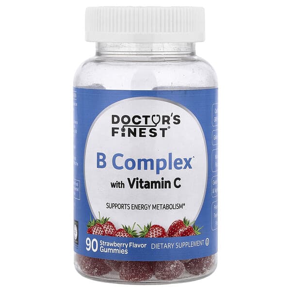 Doctor's Finest, B Complex with Vitamin C Gummies, Strawberry, 90 Gummies