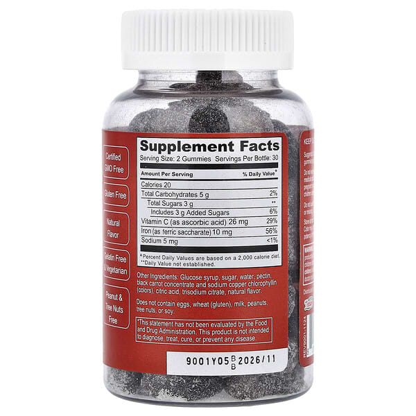 Alternative view of Doctor's Finest, Iron with Vitamin C, Grape, 60 Gummies