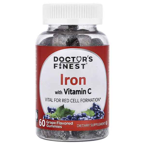 Doctor's Finest, Iron with Vitamin C, Grape, 60 Gummies