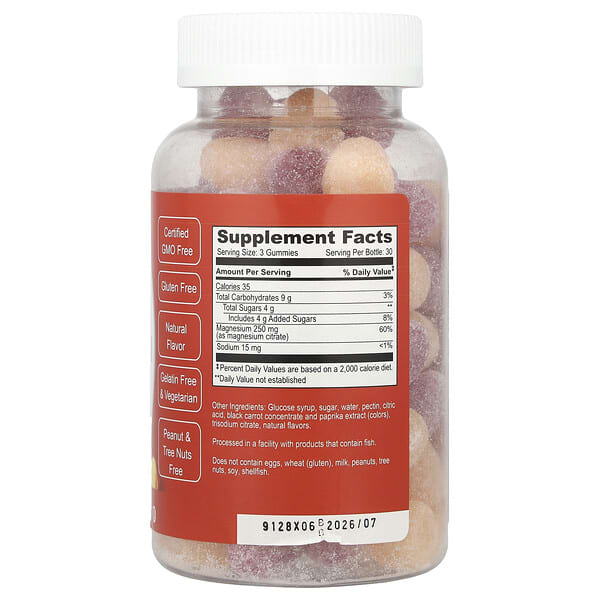 Alternative view of Doctor's Finest, Magnesium, Raspberry & Peach, 90 Gummies (83 mg per Gummy)