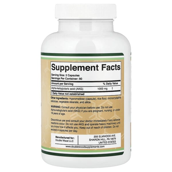 Alternative view of Double Wood Supplements, AKG, 180 Capsules (500 mg per Capsule)