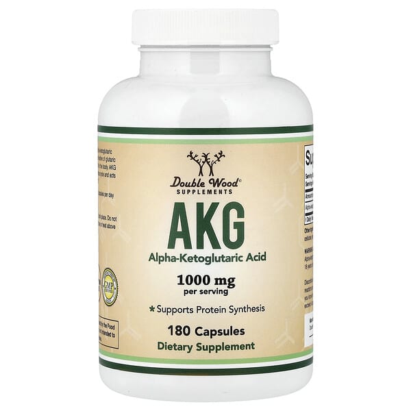 Double Wood Supplements, AKG, 180 Capsules (500 mg per Capsule)