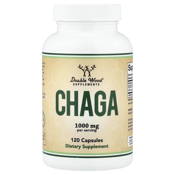 Double Wood Supplements, Chaga, 120 Capsules (500 mg per Capsule)