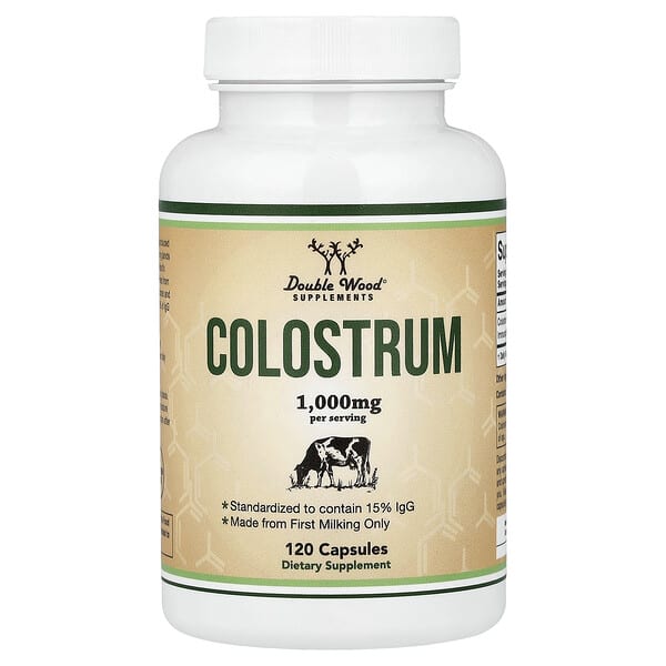 Double Wood Supplements, Colostrum, 120 Capsules (500 mg per Capsule)