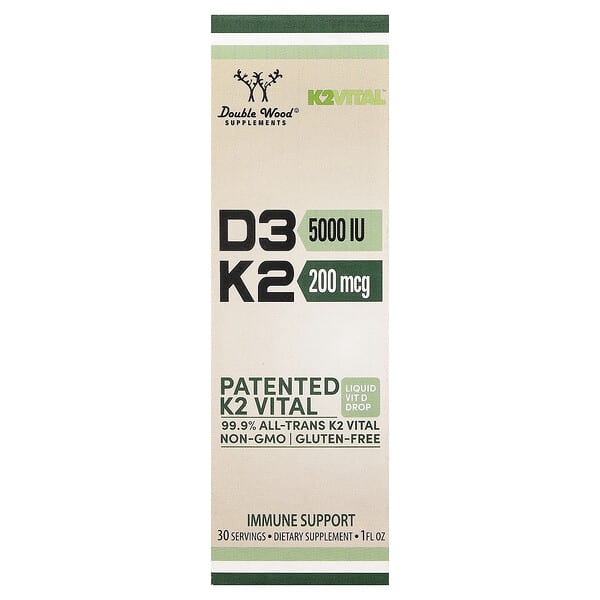 Double Wood Supplements, D3 + K2 Liquid Drops, 1 fl oz