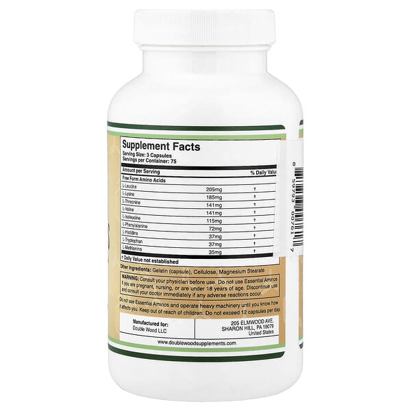 Alternative view of Double Wood Supplements, Essential Amino Acids, 225 Capsules