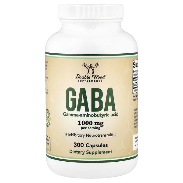 Double Wood Supplements, GABA, 300 Capsules (500 mg per Capsule)
