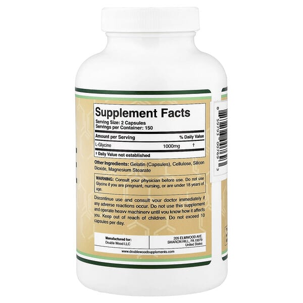 Alternative view of Double Wood Supplements, Glycine, 300 Capsules (500 mg per Capsule)