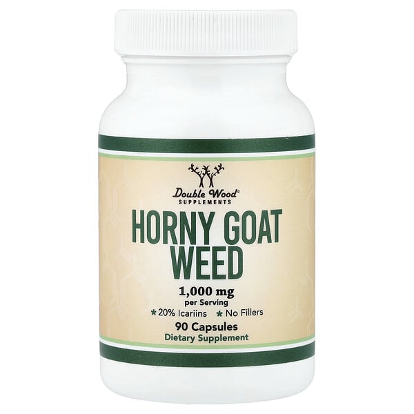 Double Wood Supplements, Horny Goat Weed, 90 Capsules (500 mg per Capsule)