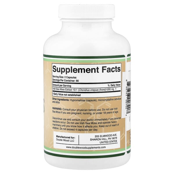 Alternative view of Double Wood Supplements, Irish Sea Moss, 180 Capsules (600 mg per Capsule)