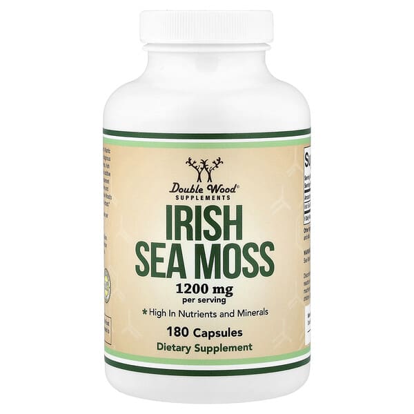 Double Wood Supplements, Irish Sea Moss, 180 Capsules (600 mg per Capsule)