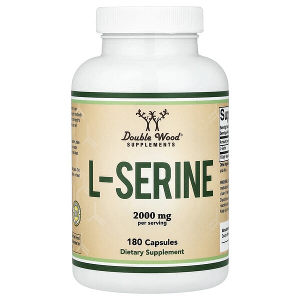 Double Wood Supplements, L-Serine, 180 Capsules (500 mg per Capsule)