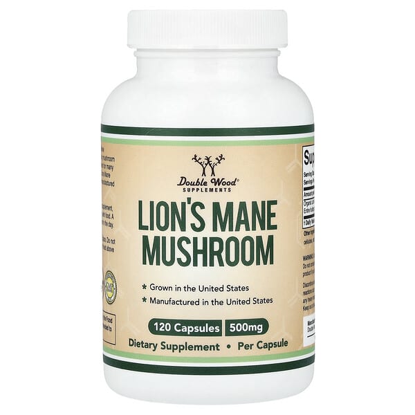 Double Wood Supplements, Lion's Mane Mushroom, 500 mg, 120 Capsules