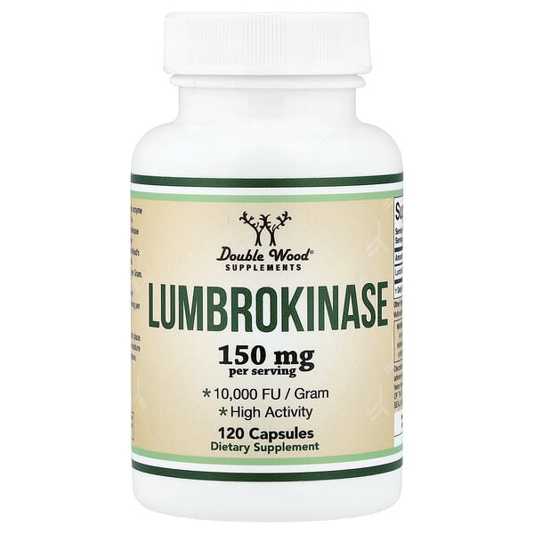 Double Wood Supplements, Lumbrokinase, 120 Capsules (75 mg per Capsule)