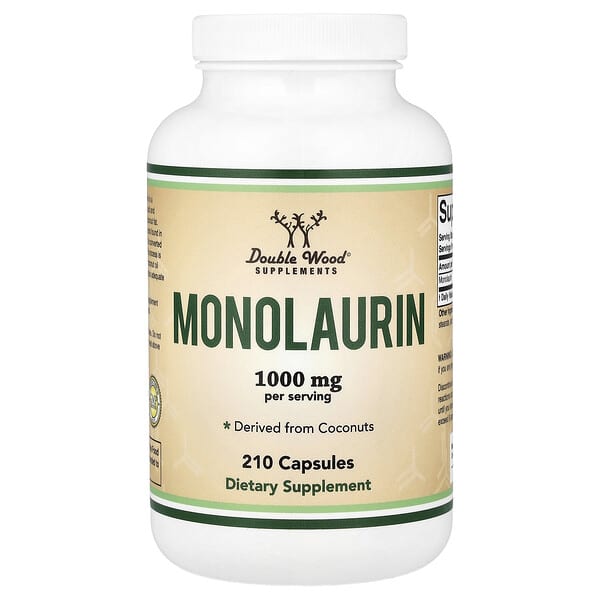 Double Wood Supplements, Monolaurin, 210 Capsules (500 mg per Capsule)