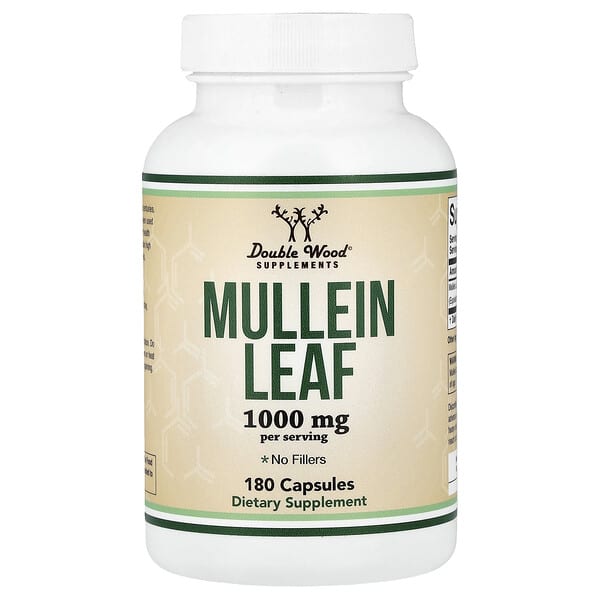 Double Wood Supplements, Mullein Leaf, 180 Capsules (500 mg per Capsule)