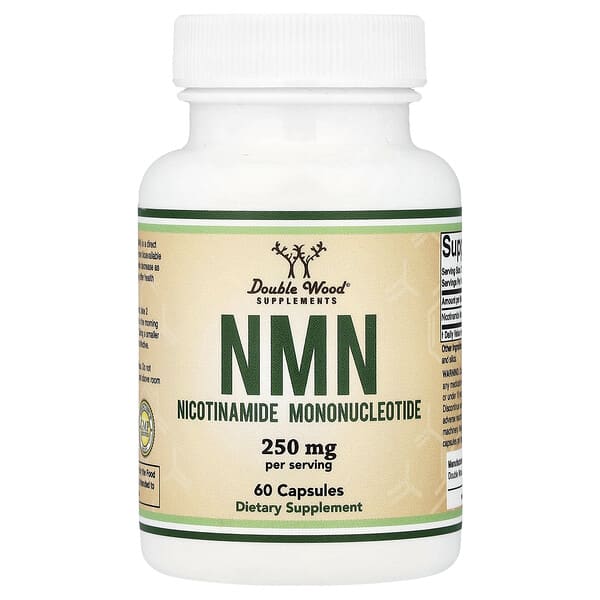 Double Wood Supplements, NMN, 60 Capsules (125 mg per Capsule)