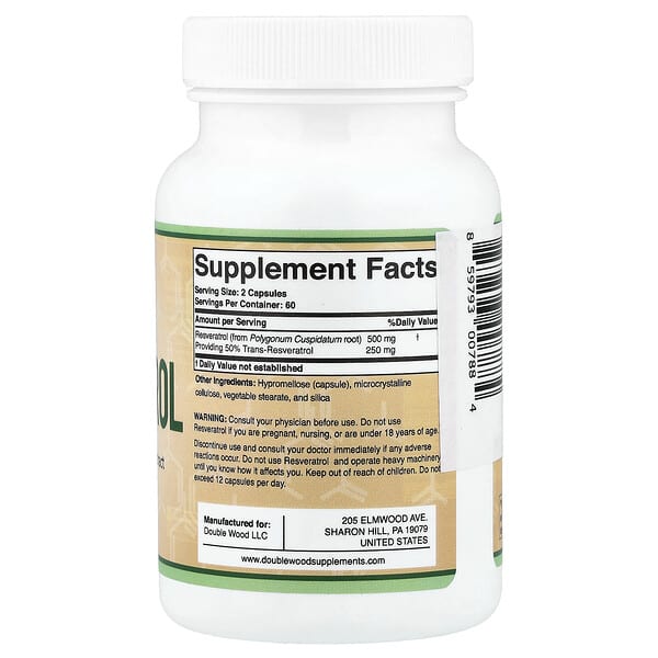 Alternative view of Double Wood Supplements, Resveratrol, 120 Capsules
