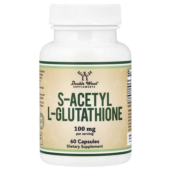 Double Wood Supplements, S-Acetyl L-Glutathione, 100 mg, 60 Capsules