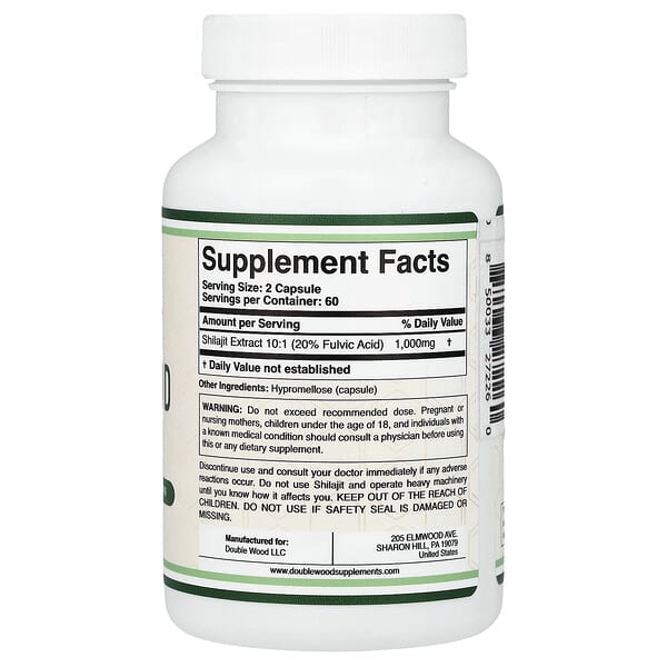 Alternative view of Double Wood Supplements, Shilajit Fulvic Acid, 120 Capsules (500 mg per Capsule)