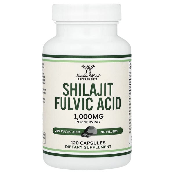 Double Wood Supplements, Shilajit Fulvic Acid, 120 Capsules (500 mg per Capsule)