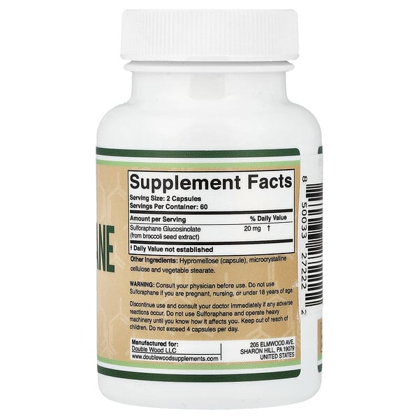 Alternative view of Double Wood Supplements, Sulforaphane, 120 Capsules (10 mg per Capsule)