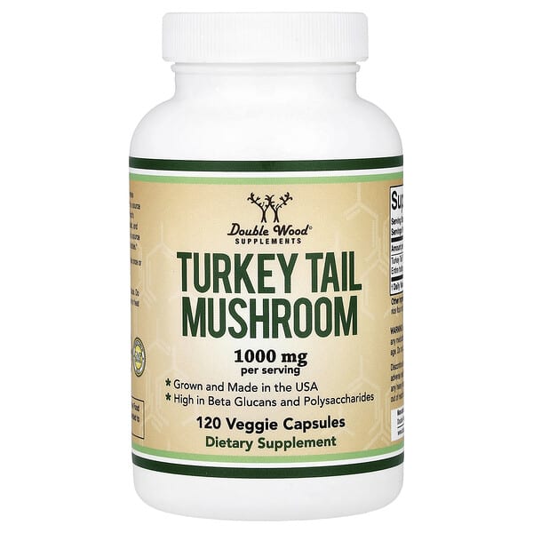 Double Wood Supplements, Turkey Tail Mushroom, 120 Veggie Capsules (500 mg per Capsule)