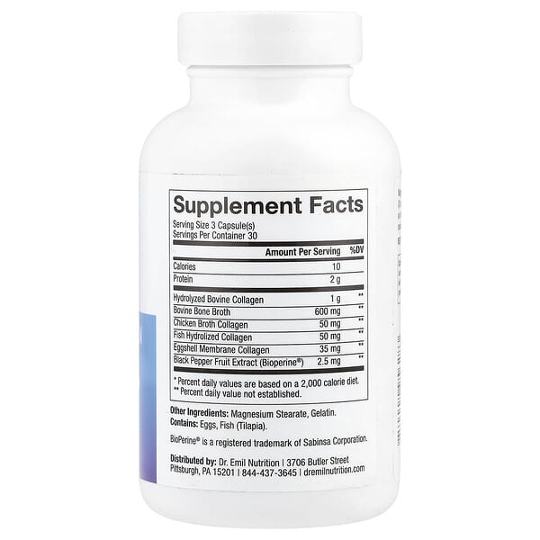 Alternative view of Dr. Emil Nutrition, Multi Collagen Plus, Types I, II, III, V, & X, 90 Capsules