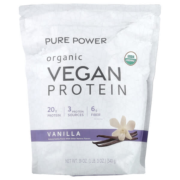 Dr. Mercola, Pure Power, Organic Vegan Protein, Vanilla, 1 lb 3 oz (540 g)