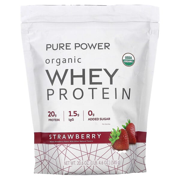 Dr. Mercola, Pure Power, Organic Whey Protein, Strawberry, 1 lb 4.6 oz (585 g)
