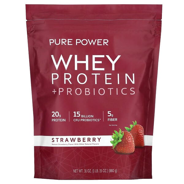 Dr. Mercola, Pure Power, Whey Protein + Probiotics, Strawberry, 1 lb 15 oz (880 g)
