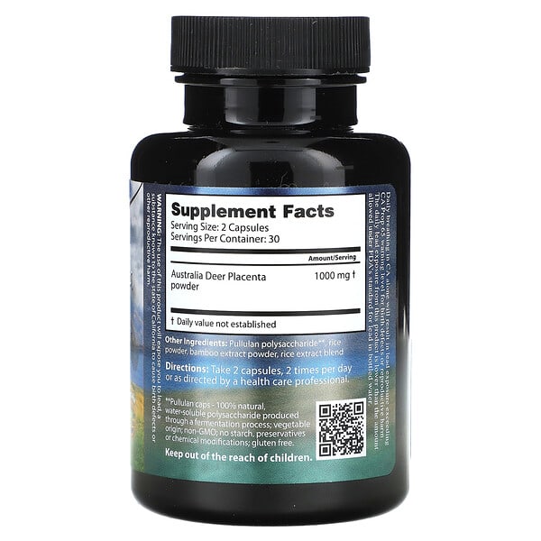 Alternative view of Dragon Herbs, Deer Placenta, 500 mg, 60 Capsules