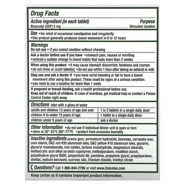 Alternative view of Dulcolax, Laxative, 50 Comfort Coated Tablets