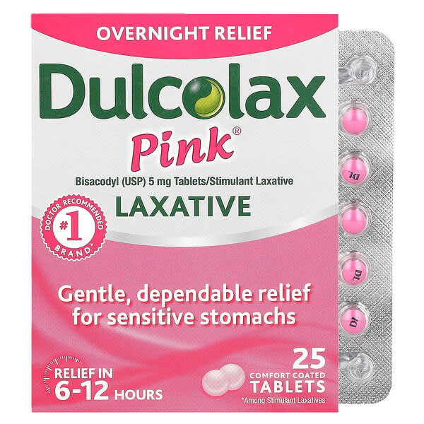 Dulcolax, Pink Laxative, 5 mg, 25 Comfort Coated Tablets 1 Dulcolax, Pink Laxative, 5 mg, 25 Comfort Coated Tablets