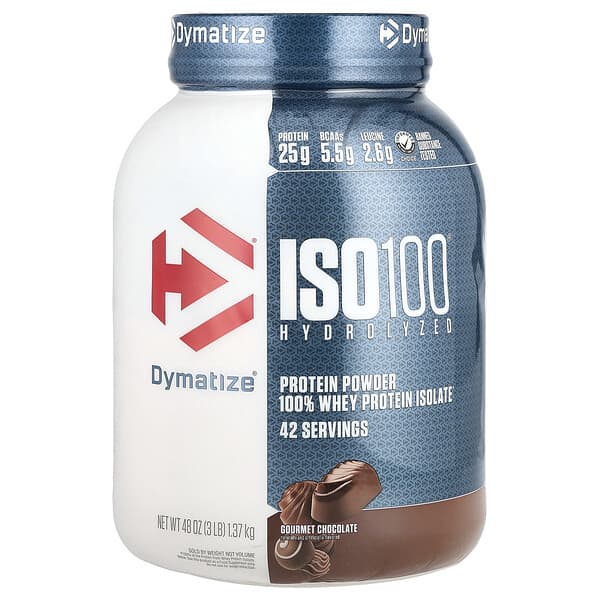Dymatize, ISO100® Hydrolyzed, 100% Whey Protein Isolate, Gourmet Chocolate, 3 lb (1.37 kg)