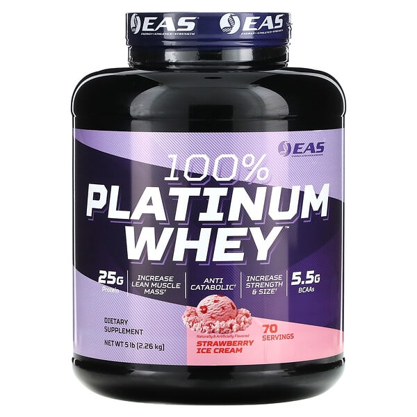 EAS, 100% Platinum Whey, Strawberry Ice Cream , 5 lb (2.26 kg)