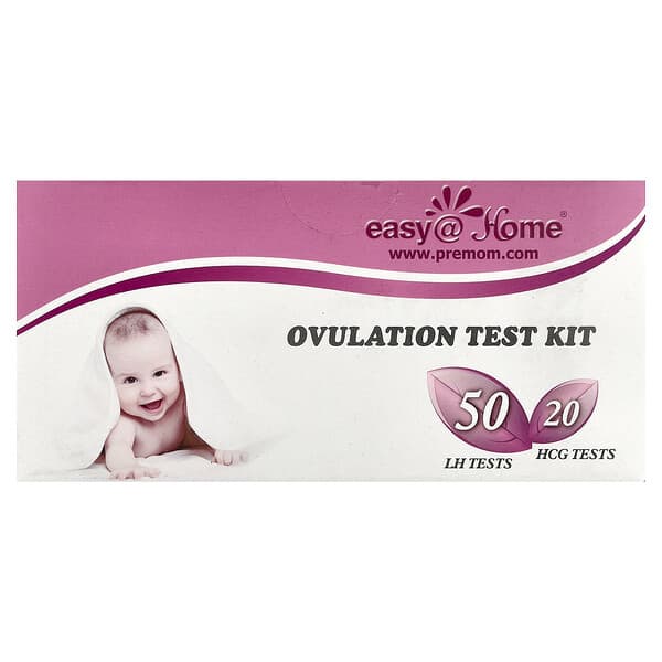 Easy@Home, Ovulation Test Kit, 50 LH Tests, 20 HCG Tests