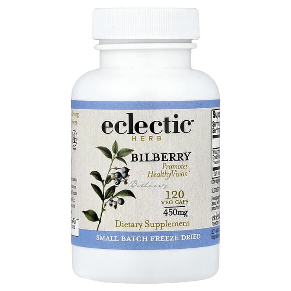 Eclectic Herb, Freeze Dried, Bilberry, 120 Veg Caps (450 mg per Capsule)