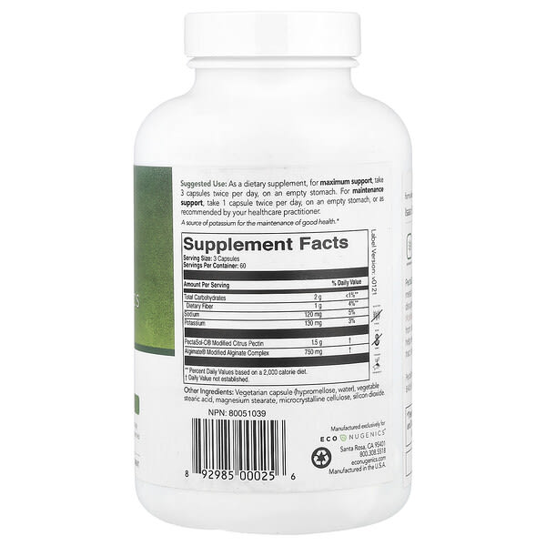 Alternative view of Econugenics, PectaClear®, Toxic Metal Cleanse, 180 Vegetarian Capsules