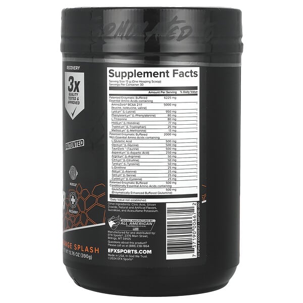 Alternative view of EFX Sports, AminoZorb® Elite 21, Orange Splash, 13.76 oz (390 g)