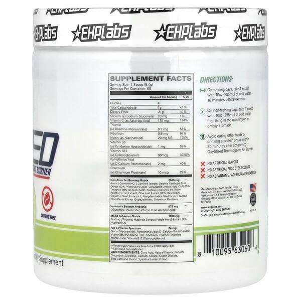 Alternative view of EHPlabs, OxyShred Non-Stim, Thermogenic Fat Burner, Mojito, 11.4 oz (324 g)